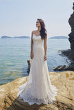 Chic Bohemian beach look lace chiffon satin A-line ball gown wedding dress