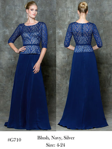 Mother Of The Bride Lace satin chiffon Long Dress.