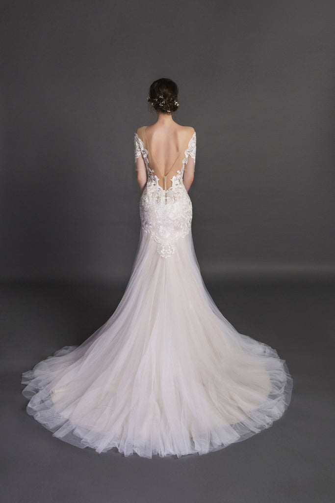 Designer Chic Nostalgia lace chiffon satin tulle A-line ball gown wedding dress