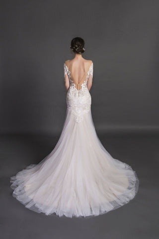 Designer Chic Nostalgia lace chiffon satin tulle A-line ball gown wedding dress