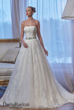 Ivory lace tulle rhinestones wedding dress ball gown A-Line