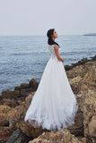 Chic Bohemian look beach lace chiffon satin A-line wedding dress