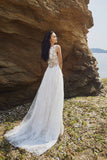 Designer Chic Bohemian beach look lace chiffon satin  wedding dress