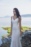 Chic Bohemian beach look lace chiffon satin wedding dress
