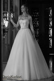 white Ivory lace wedding dress ball gown A-Line long sleeve