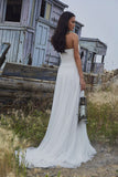 Chic Bohemian look beach lace chiffon satin A-line wedding dress