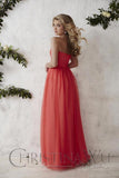 Chiffon lace long bridesmaid dress.