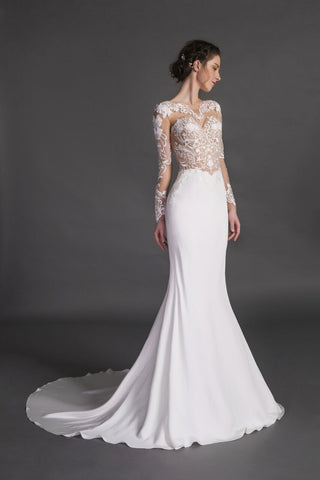 Designer Chic Nostalgia lace chiffon satin tulle A-line ball gown wedding dress