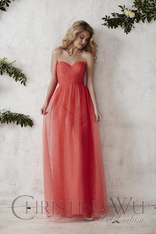 Chiffon lace long bridesmaid dress.