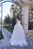 Chic Bohemian beach look lace chiffon satin A-line ball gown wedding dress