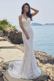 Chic Bohemian beach look lace satin wedding dress
