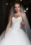 Lace BEADED tulle princess ball gown lace A-Line wedding dress