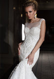 Lace tulle BEADED MERMAID wedding dress