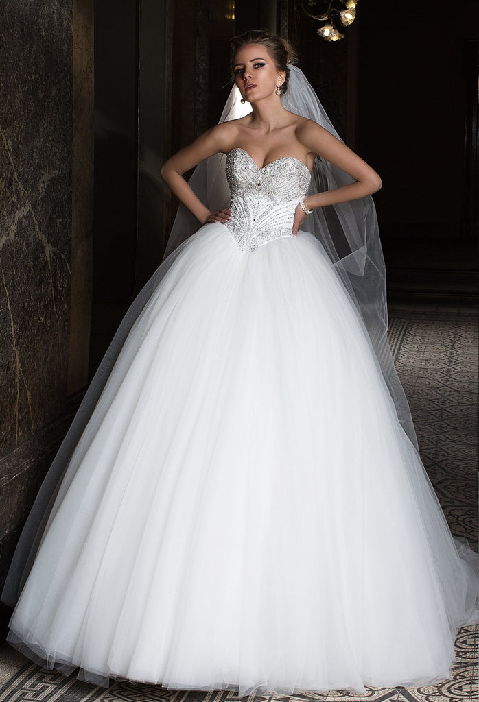 Lace tulle  princess ball gown lace A-Line wedding dress