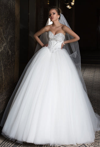 Lace tulle  princess ball gown lace A-Line wedding dress
