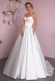 Lace satin strapless white ivory princess ball gow lace A-Line wedding dress