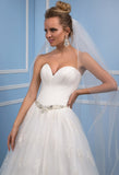 Lace satin strapless princess ball gow lace A-Line wedding dress
