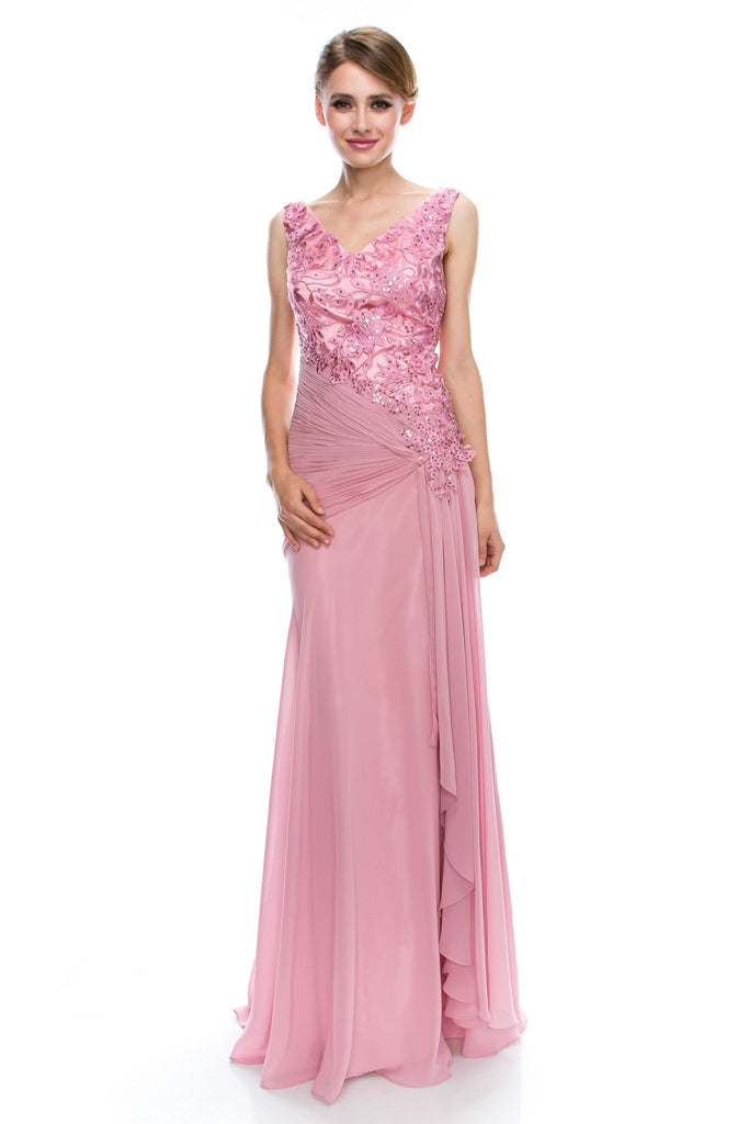 Mother Of The Bride Lace satin chiffon Long Gown Dress.