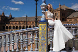 Lace white ivory princess ball gow lace A-Line wedding dress