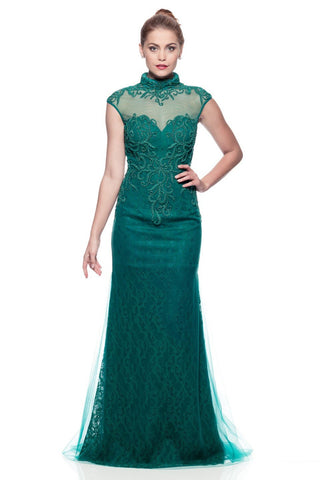Mother Of The Bride Lace satin chiffon Long Gown Dress.