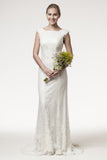 Lace wedding bridal trumpet dress BATEAU NECK