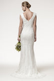 Lace wedding bridal trumpet dress BATEAU NECK