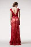 Mother Of The Bride Lace satin chiffon Long Gown Dress.