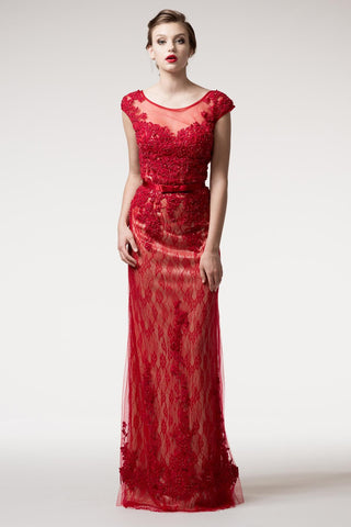 Mother Of The Bride Lace satin chiffon Long Gown Dress.