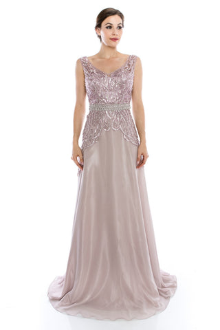 Mother Of The Bride Lace satin chiffon Long Gown Dress.