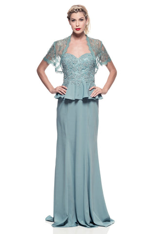 Mother Of The Bride Lace satin chiffon Long Gown Dress.