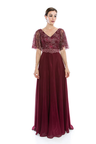 Mother Of The Bride Lace satin chiffon Long Gown Dress.