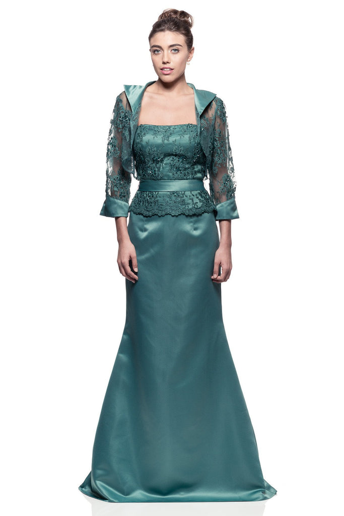 Mother Of The Bride Lace satin chiffon Long Gown Dress.