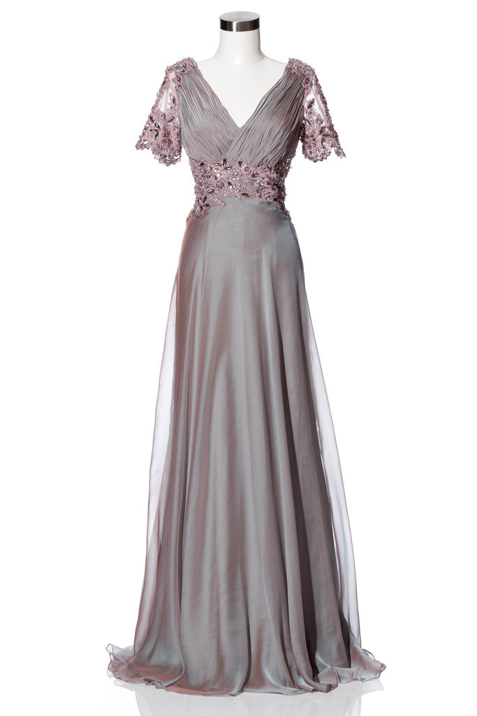 Mother Of The Bride Lace satin chiffon Long Gown Dress.