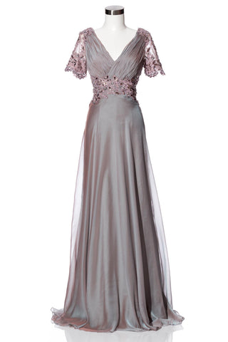 Mother Of The Bride Lace satin chiffon Long Gown Dress.