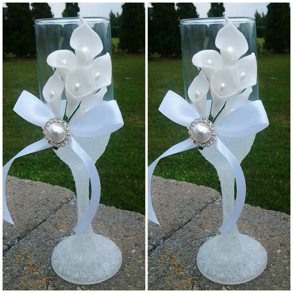 Wedding accessories 2 pcs champagne glasses