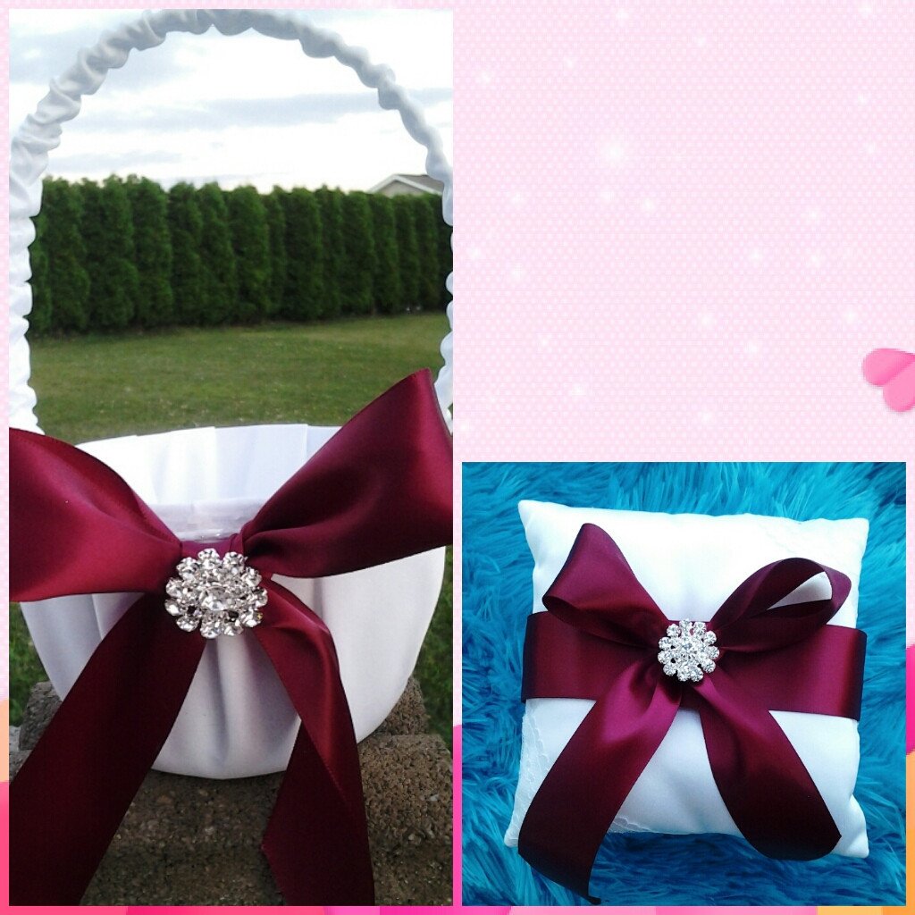 Wedding accessories flower girl basket & ring bearer pillow set