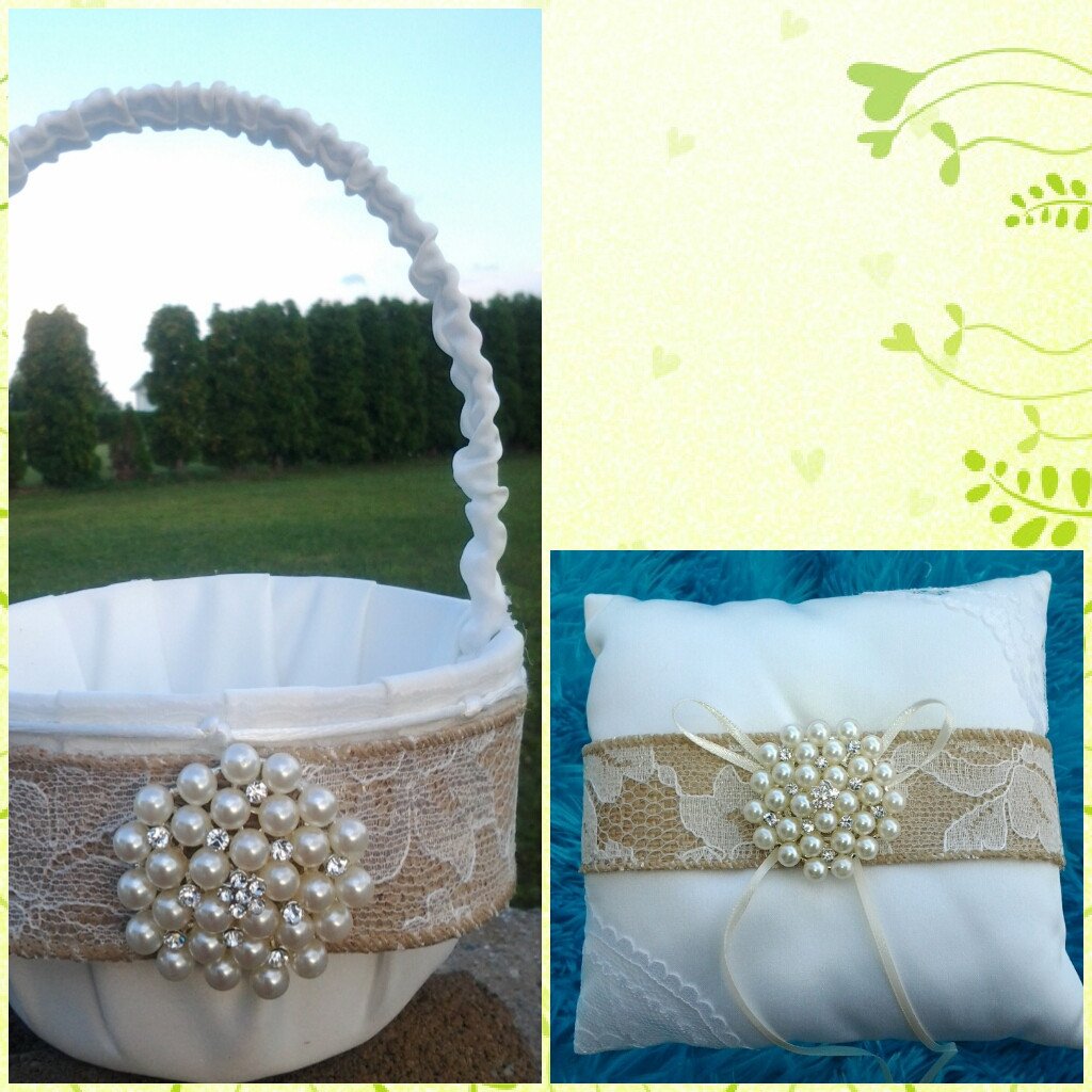 Wedding accessories flower girl basket & ring bearer pillow