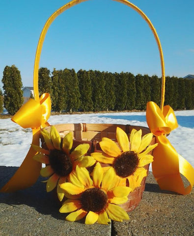 Wedding accessories flower girl basket sunflower