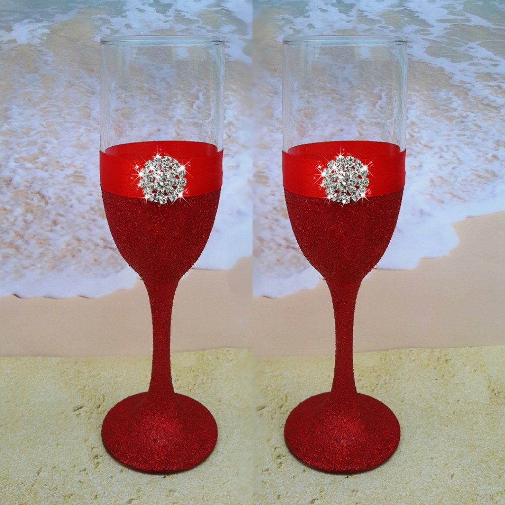 Wedding accessories 2 pcs champagne glasses