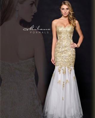 White & Gold Milano Formal Dress