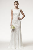 BRIDAL SLEEVELESS, BATEAU NECK, TRUMPET WEDDING DRESS