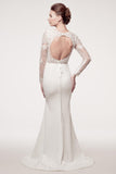 LONG SLEEVE, BACKLESS, BATEAU NECK, SHEATH Wedding Dress Lace