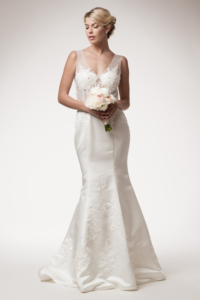 Wedding dress lace A-line ball gown SLEEVELESS, V-NECK, MERMAID