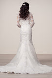 Wedding dress lace BATEAU NECK, LONG SLEEVE, MERMAID