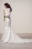Wedding dress lace BATEAU NECK, LONG SLEEVE, MERMAID