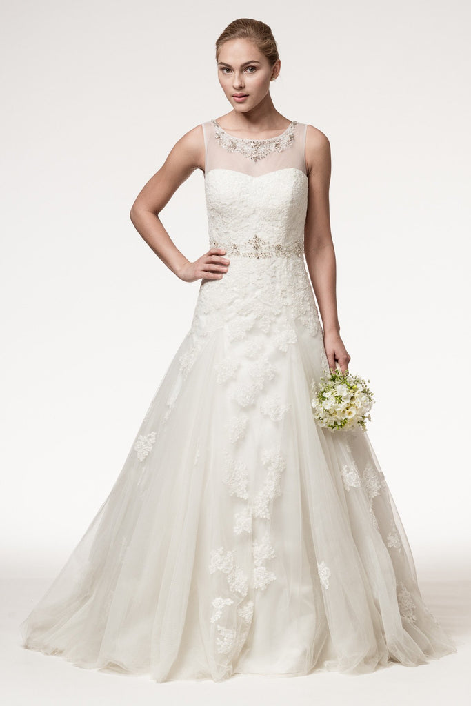 Wedding dress lace A-line ball gown SLEEVELESS, BATEAU NECK, TRUMPET