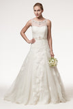 Wedding dress lace A-line ball gown SLEEVELESS, BATEAU NECK, TRUMPET