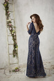 Chiffon lace long bridesmaid dress.