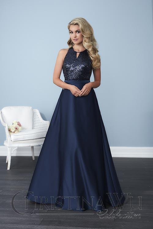 Chiffon lace long bridesmaid dress.