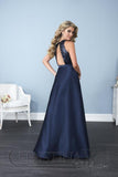 Chiffon lace long bridesmaid dress.